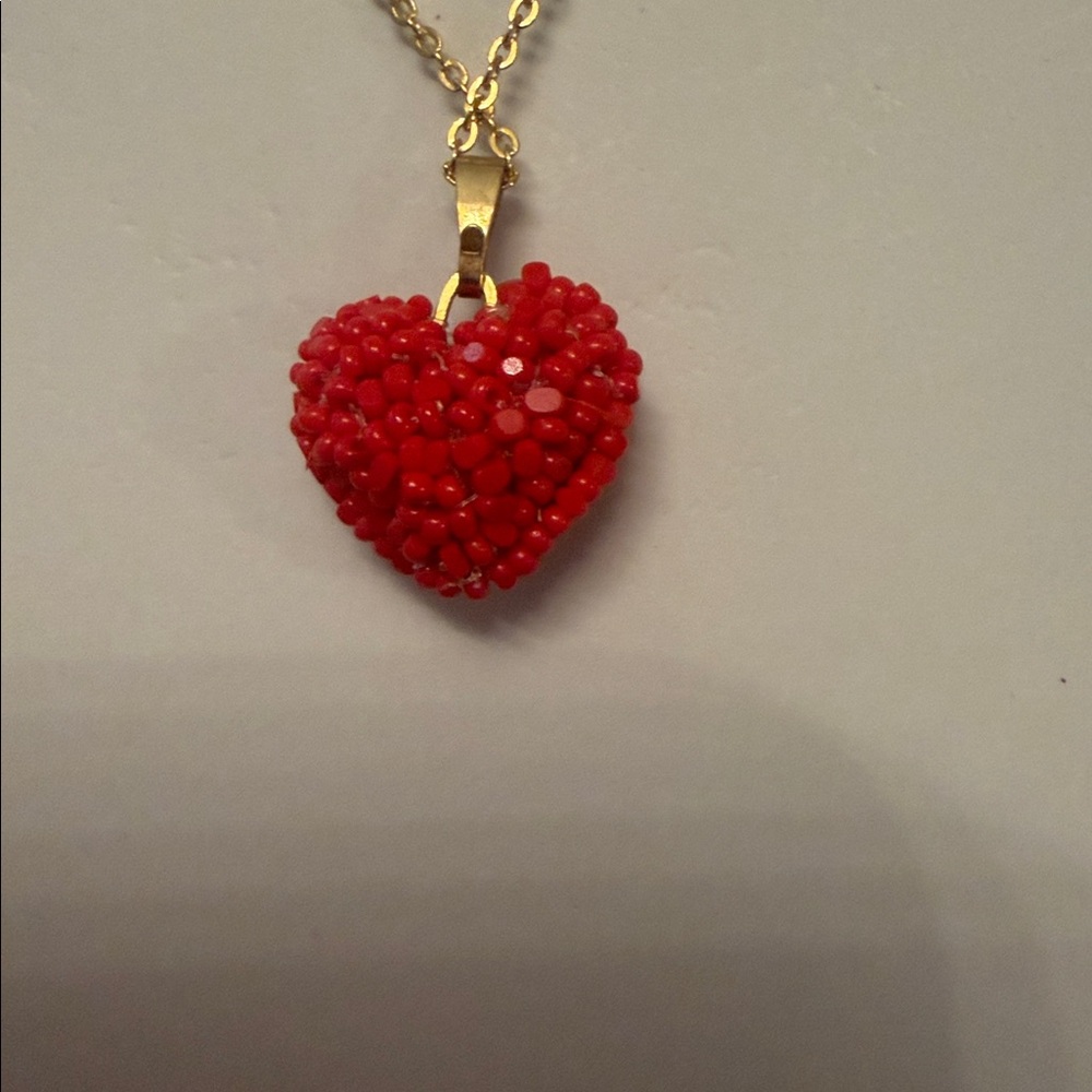 Anthropologie & Nordstrom hand beaded fiery heart necklace
